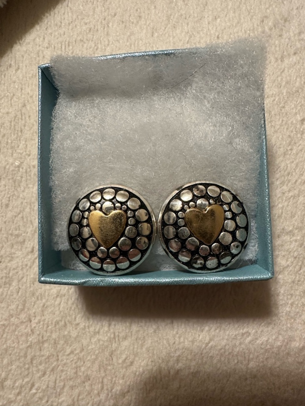 CLIP EARRINGS!  Heart Accent Silver-Tone Clip Earrings with Gold-Tone Heart.